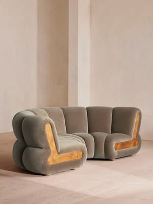 Noelle Modular Curved Sofa - Four Seater - Velvet - Taupe - Hover Image