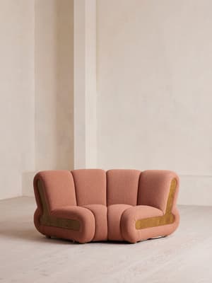 Noelle Modular Curved Armchair - Textured Wool Boucle - Coral -  - UK - Listing Image