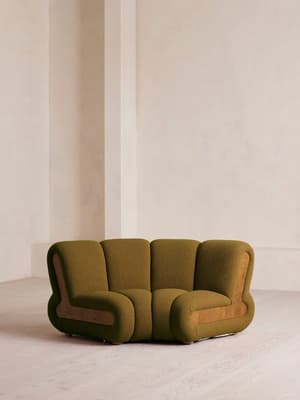 Noelle Modular Curved Armchair - Textured Wool Boucle - Kelp -  - UK - Listing Image