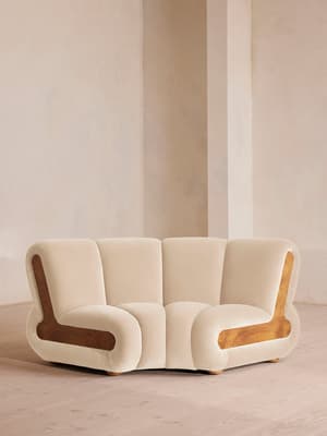 Noelle Modular Curved Armchair - Velvet Porcelain - UK - Listing Image