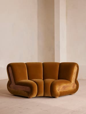 Noelle Modular Curved Armchair - Velvet Mustard - UK - Listing Image