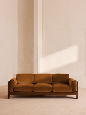 Marcia Three Seater Sofa - Velvet - Mustard - Hover Image