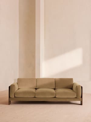 Marcia Three Seater Sofa - Velvet - Camel - Hover Image