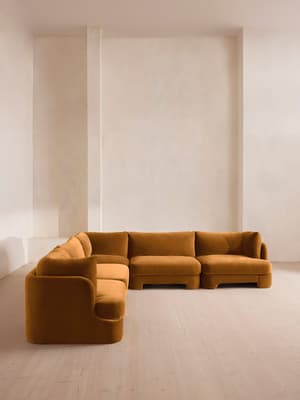 Odell Sectional Sofa - Corner Sofa - Velvet - Mustard - US - Hover Image