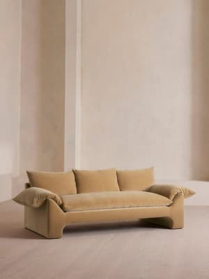 Wyatt Three Seater Sofa - Velvet - Camel - Listing Image