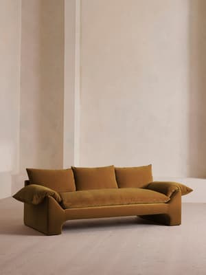 Wyatt Three Seater Sofa - Velvet - Mustard - Listing Image