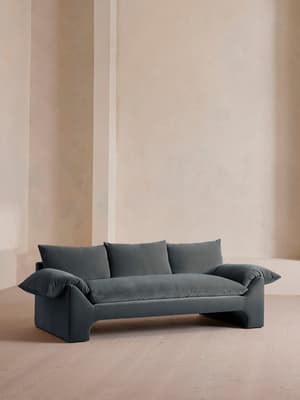 Wyatt Three Seater Sofa - Velvet - Grey Blue - US - Listing Image