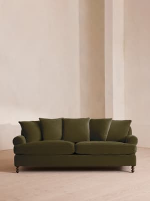 Audrey Three Seater Sofa - Velvet - Olive - US - Hover Image