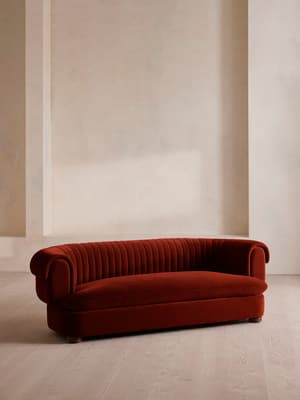 Rava Three Seater Sofa - Velvet - Rust - Listing Image