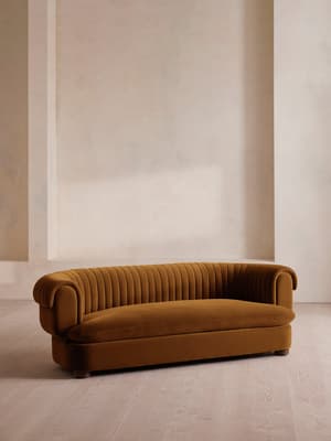 Rava Three Seater Sofa - Velvet - Mustard - Listing Image