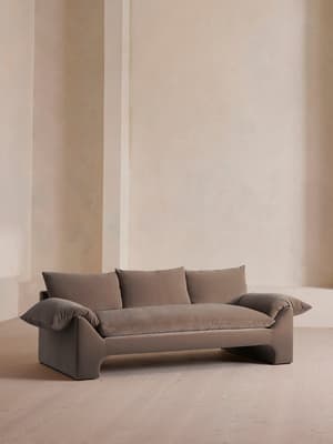 Wyatt Three Seater Sofa - Velvet - Taupe - US - Hover Image