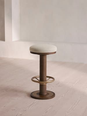 Bryden Counter Barstool - Dark Oak - Linen - Natural - UK - Listing Image