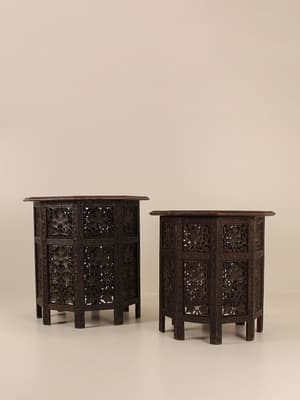 Vintage Carved Side Tables - Wood - Listing Image