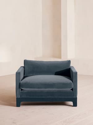 Ashford Loveseat Sofa - Velvet - Grey Blue - Hover Image