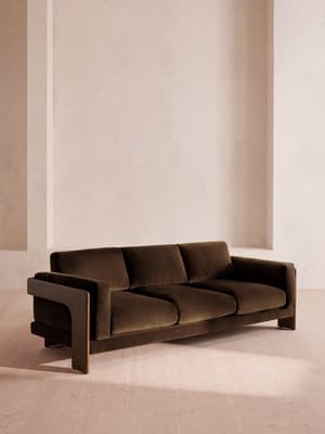 Marcia Three Seater Sofa - Velvet - Chocolate Brown - US - Hover Image