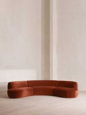 Aline Serpentine Modular Sofa - Four Seater - Rust Velvet - UK - Listing Image