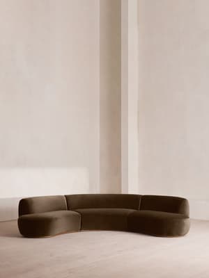 Aline Serpentine Modular Sofa - Four Seater - Chocolate Velvet - UK - Listing Image