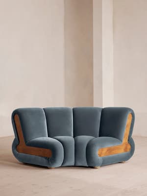 Noelle Modular Curved Armchair - Velvet Grey Blue - UK - Listing Image