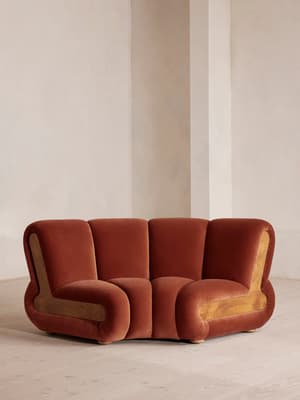 Noelle Sectional Curved Armchair - Velvet Rust - US - Listing Image
