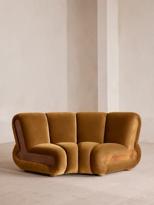 Noelle Modular Curved Armchair - Velvet Mustard - UK - Listing Image