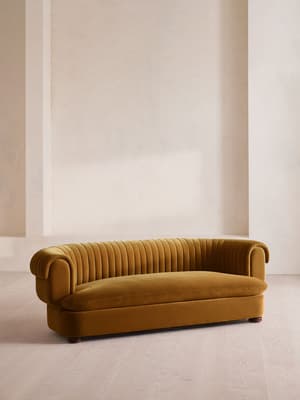 Rava Three Seater Sofa - Velvet - Mustard - US - Hover Image