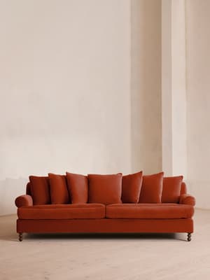 Audrey Four Seater Sofa - Velvet - Rust - Hover Image