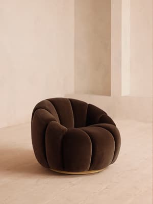 Garret Armchair - Velvet - Chocolate Brown - Hover Image