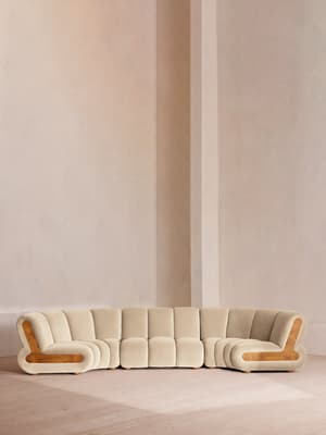 Noelle Sectional Curved Sofa - Six Seater - Velvet Porcelain - US - Listing Image