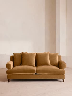 Audrey Two Seater Sofa - Velvet - Mustard - Hover Image