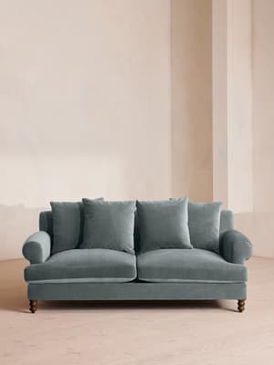 Audrey Two Seater Sofa - Velvet - Grey Blue - Hover Image