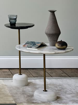 Fleet Side Table - Large/Low - Terra Bianca Marble - Hover Image