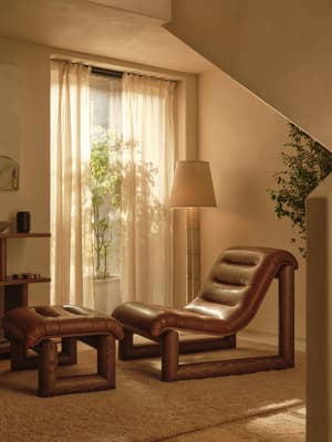 Drew Lounge Chair and Footstool - Leather - Chestnut - US - Listing Image