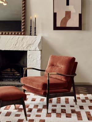Theodore Armchair - Velvet - Rust - US - Listing Image