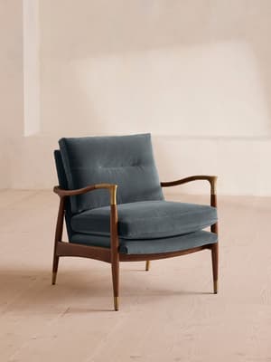 Theodore Armchair - Velvet - Grey Blue - US - Hover Image