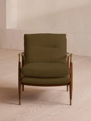 Theodore Armchair - Linen - Olive - Hover Image