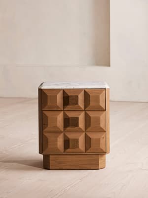 Marius Bedside Table - Small - Arabescato Corchia Marble - Hover Image