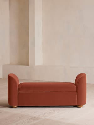 Athena Bench - Velvet - Rust - Hover Image