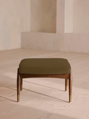 Theodore Footstool - Linen - Olive - Hover Image
