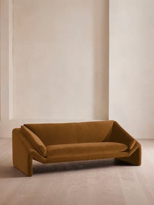 Amble Three Seater Sofa - Velvet - Mustard - Hover Image