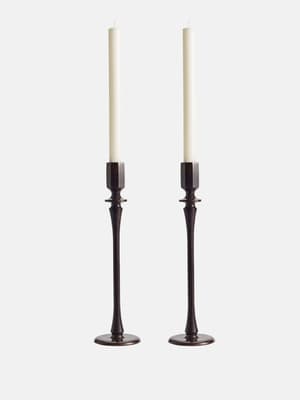 Set of 2 Hansen Candle Holders Patina Brass Large - Listing Image