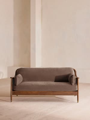 Atlanta Three Seater Sofa - Velvet - Taupe - Hover Image