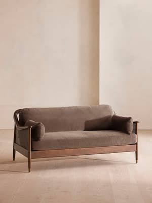 Atlanta Three Seater Sofa - Velvet - Taupe - US - Listing Image