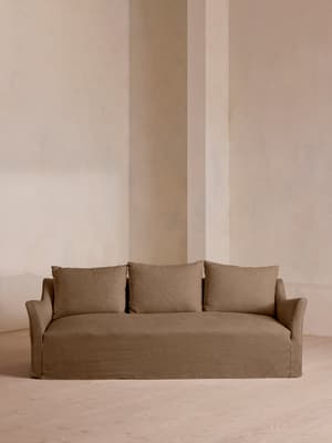 Roma Three Seater Sofa - Linen - Ochre - US - Hover Image