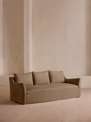 Roma Three Seater Sofa - Linen - Ochre - US - Listing Image