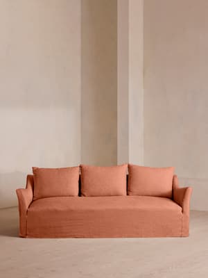 Roma Three Seater Sofa - Linen - Antique Rose - US - Hover Image