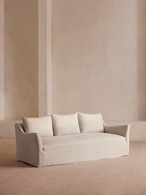 Roma Three Seater Sofa - Linen - Bisque - Hover Image