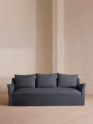 Roma Three Seater Sofa - Linen - Indigo - Hover Image