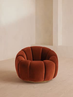 Garret Armchair - Velvet - Rust - US - Hover Image