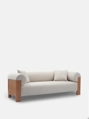 Eldon Three Seater Sofa - Oak - Boucle Natural - Hover Image
