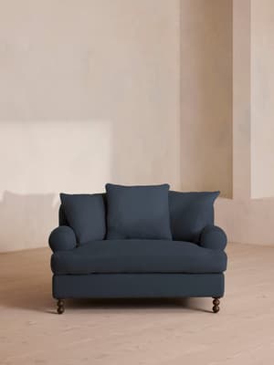 Audrey Loveseat - Linen - Prussian Blue - Hover Image